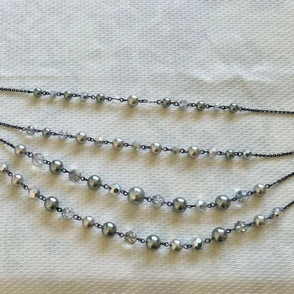 Lia Sophia “Plaza” Multi-Strand Necklace – Hematite & Silver Tones - Picture 4 of 4